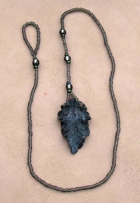 Moss Agate Leaf Lariat